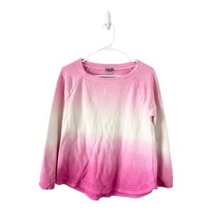 T by Talbots Pink and White Ombré Crewneck Sweatshirt Size Medium Petite